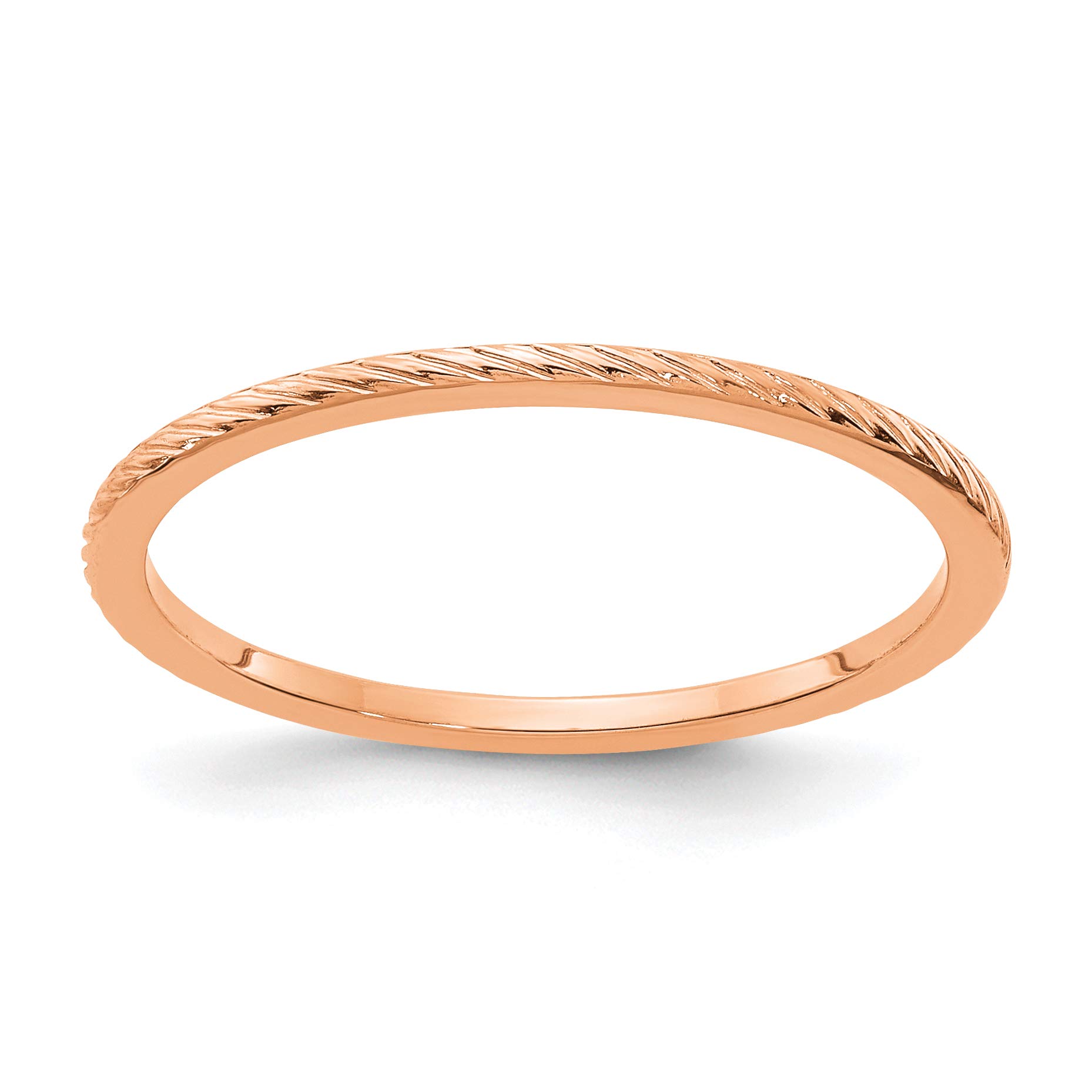 14K Rose Gold 1.2mm Twisted Wire Stackable Band Ring - Dainty Minimalist Jewelry for Women, Perfect for Everyday Wear, Stacking & Gift Giving