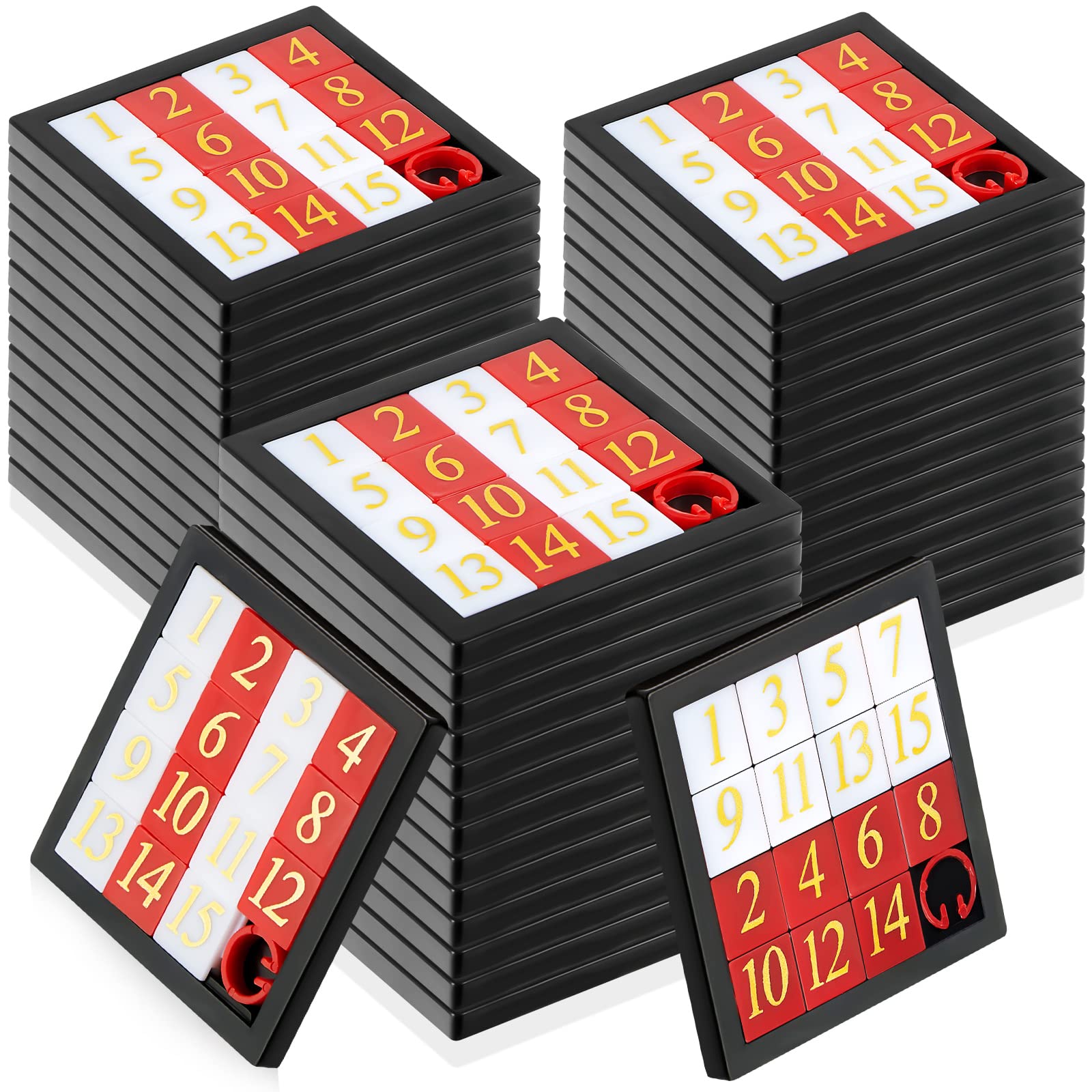 48 Pcs 15 Puzzle Games - Slide Number Puzzle Brain Teaser with Carry Case - Educational Learning Toys for Teens & Adults - Perfect for Christmas, Birthday Party Favors & Stress Relief - 2.6 x 2.6 Inch