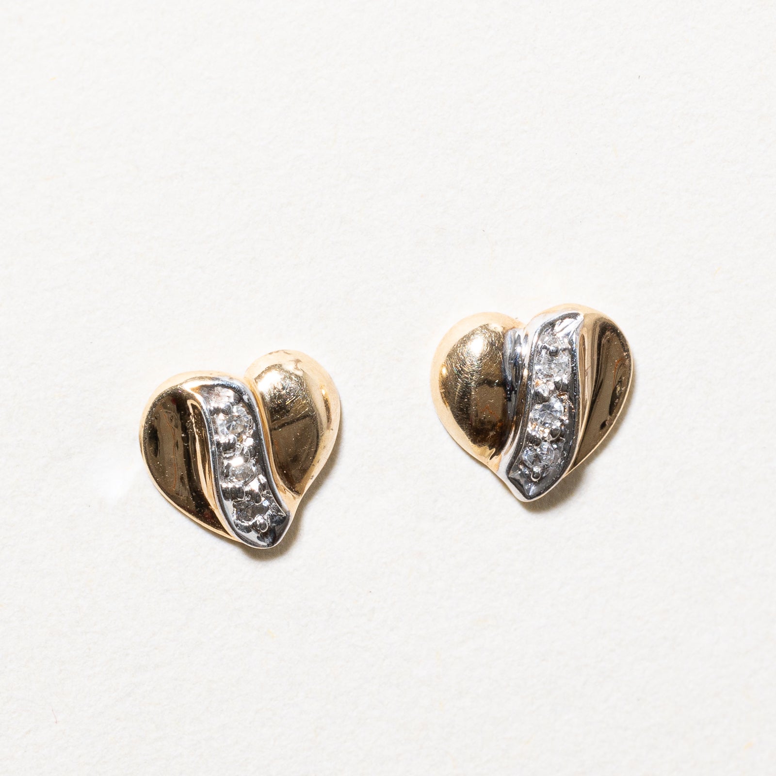 0.03ctw Diamond Heart Stud Earrings - 14K Gold/Platinum/Silver - Valentine's Day Gift, Anniversary Present, Romantic Jewelry for Her
