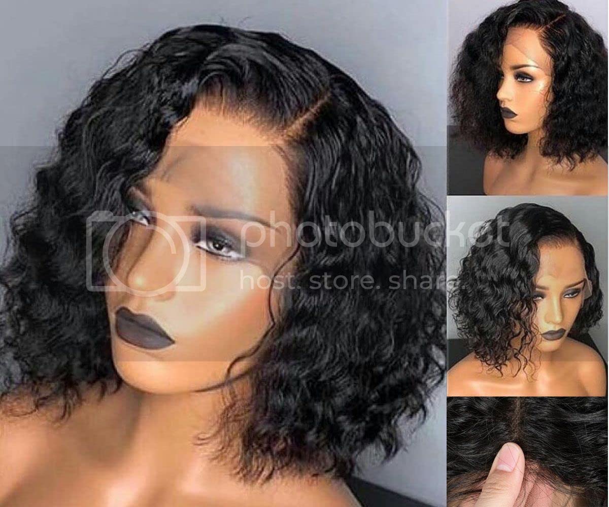13x4 Lace Front Wig Human Hair - Brazilian 9A Curly Short Bob Wig with Pre-Plucked Fake Scalp & Glueless Design | 10