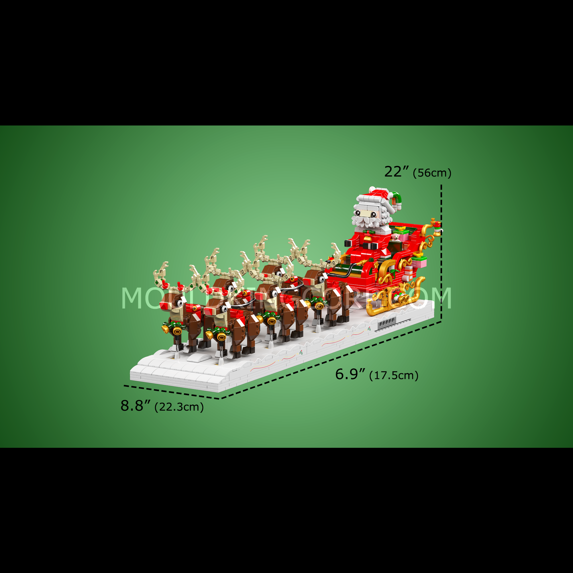Mould King 10154 Motorized Reindeer & Santa Claus Sleigh Building Set - 2073 Piece Christmas Themed Construction Toy for Adults & Kids | Holiday Decor, Gift Idea, STEM Learning Activity