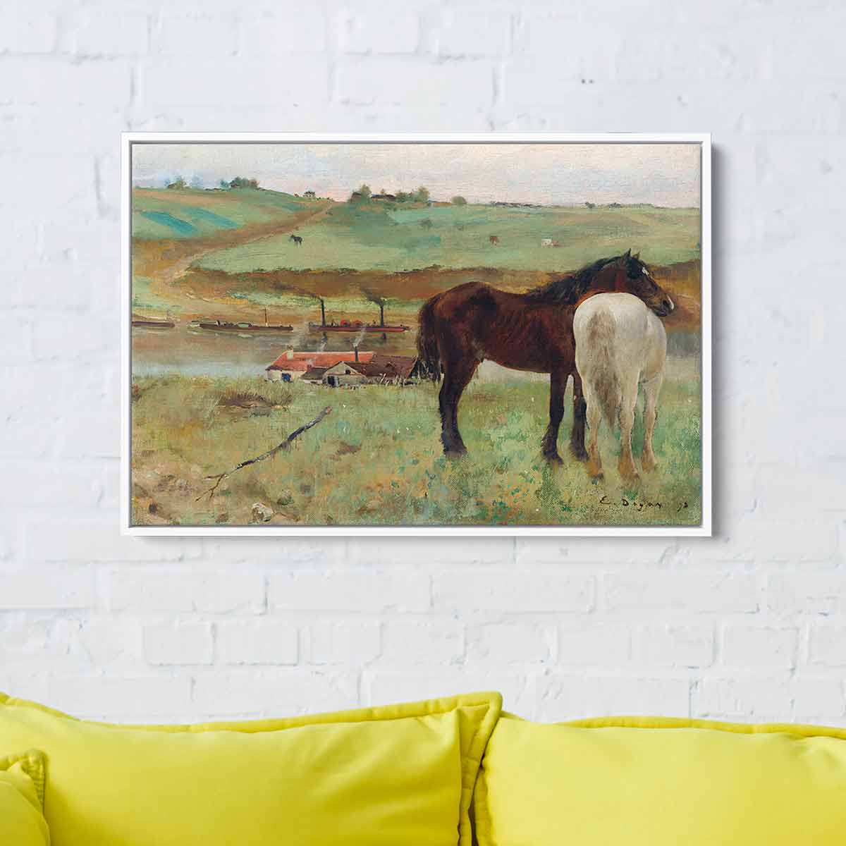 Brown Horse Wall Art Canvas Print 48x40 - Modern Farmhouse Decor for Living Room, Bedroom & Office