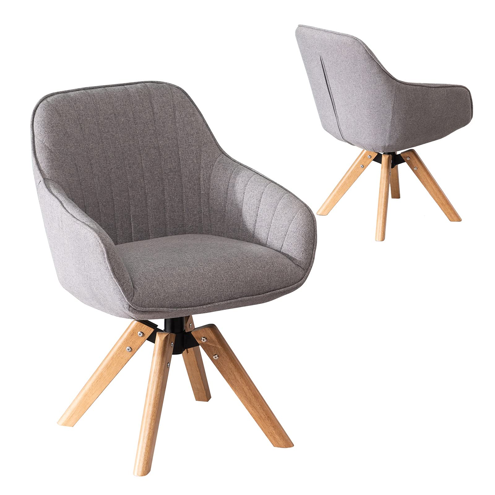 J-DYHGB Velvet Accent Arm Chair - Modern Nordic Style Lounge Chair with Quilted Backrest & Solid Wood Legs, Yellow Grey, 50cm Seat Height - Perfect for Living Room, Bedroom, Home Office & Computer Desk