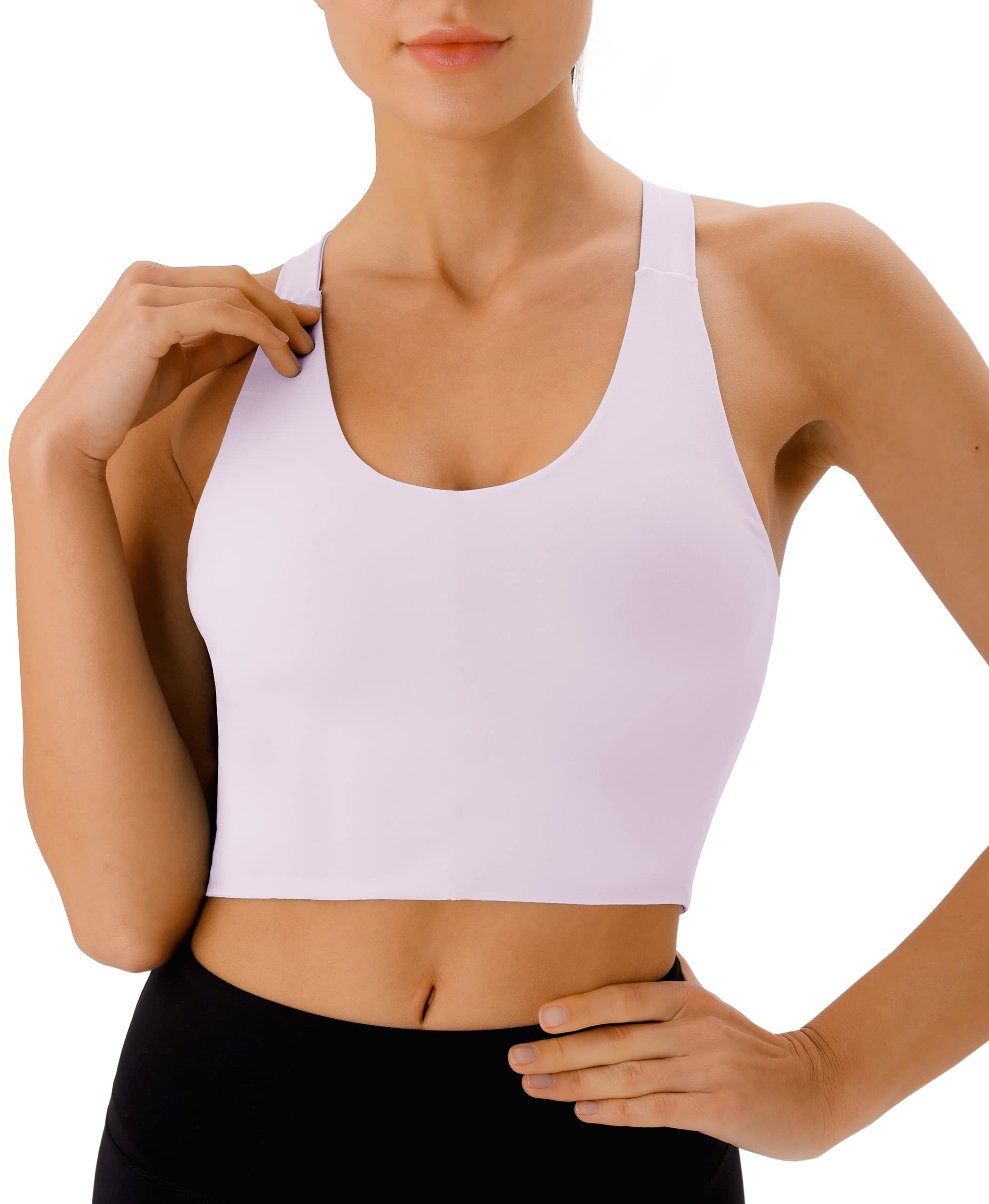 Women's Medium Support Sports Bras - Criss-Cross Back Padded Workout Tank Tops & Crop Tops | Gym, Yoga, Running & Fitness Activities