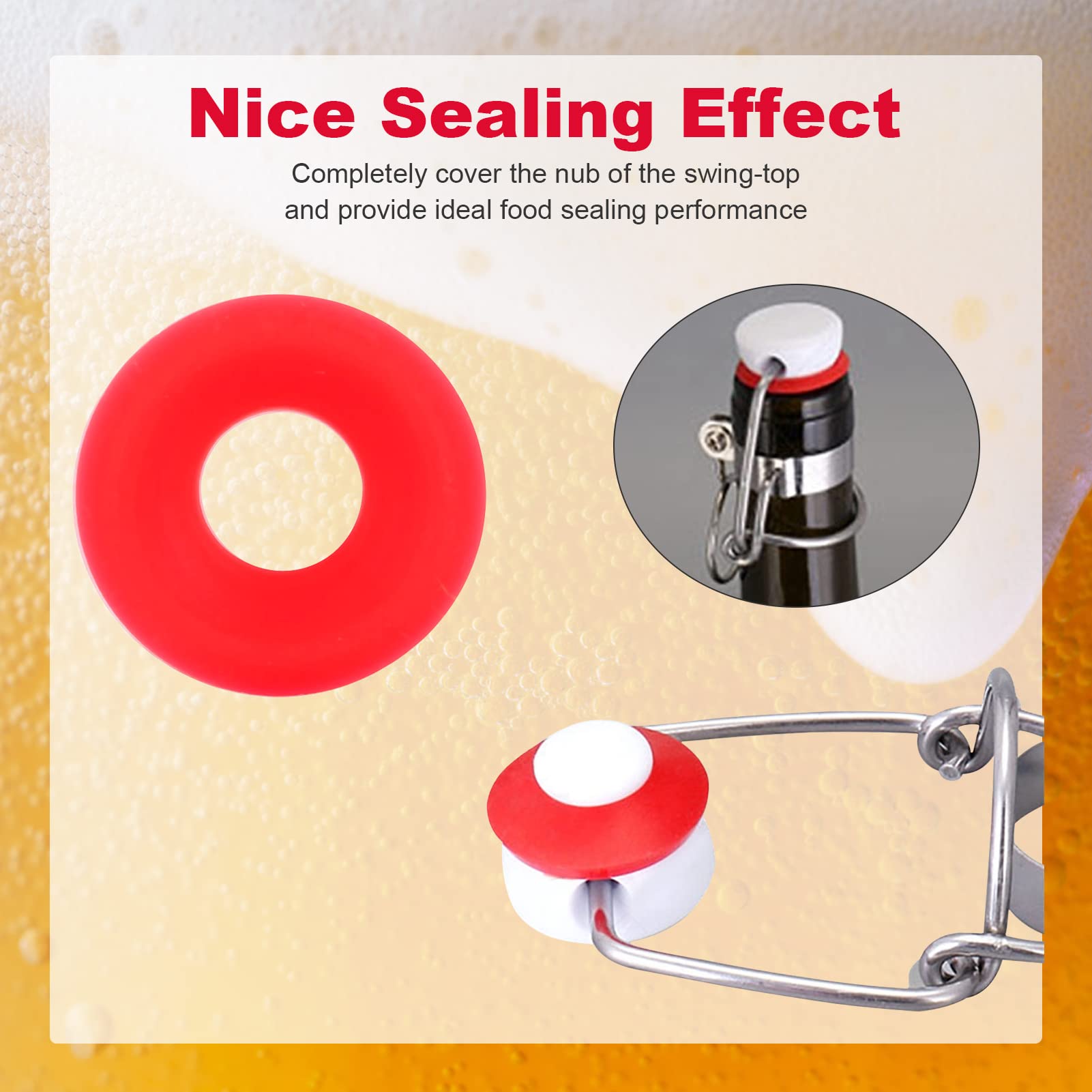 25Pcs Red Silicone Gaskets for Swing Top Bottles - Durable Rubber Seals for Home Brewing, Beer Bottles & Flip Top Lids - Perfect for Homebrew, Kombucha, and Fermentation Projects