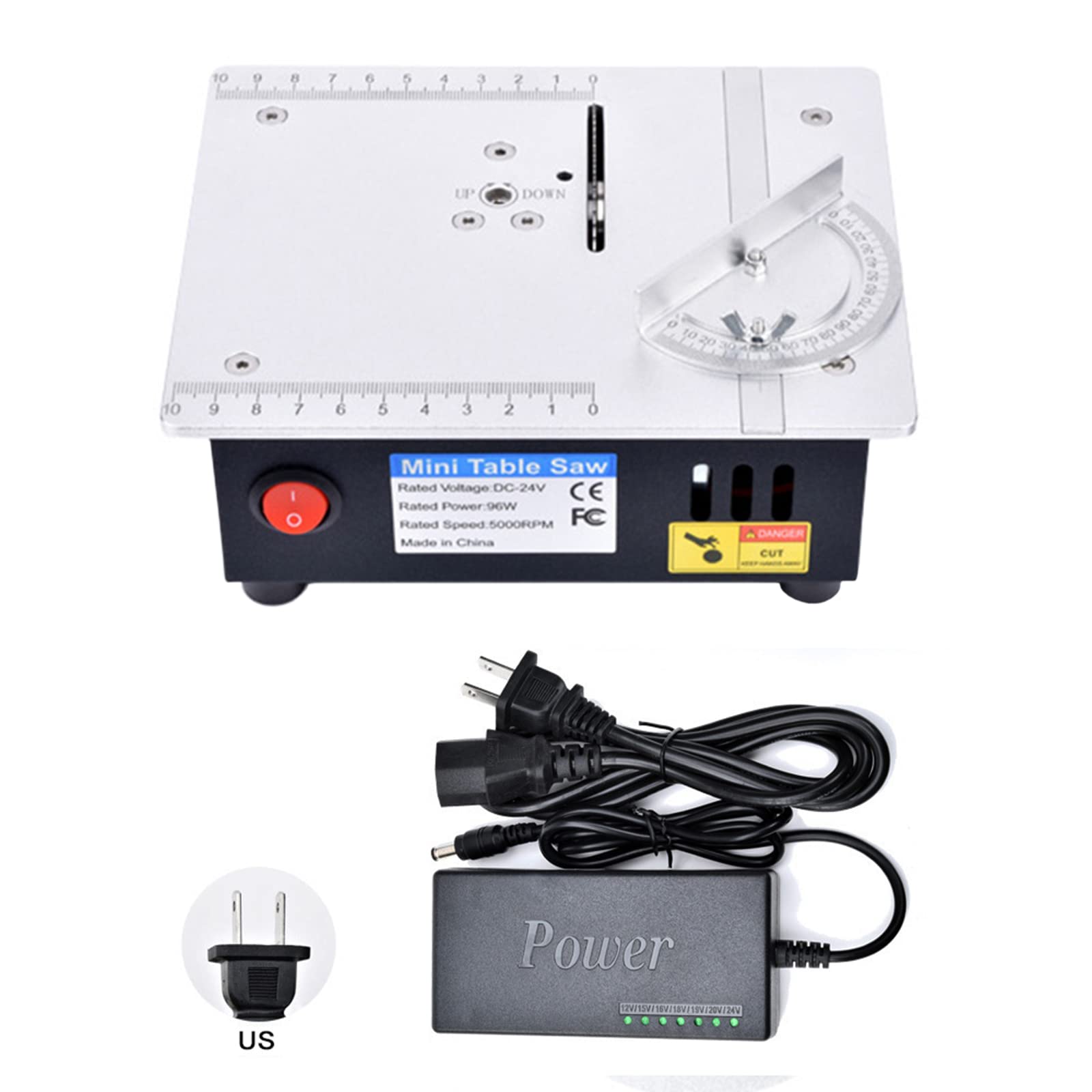 Mini Table Saw for Crafts - 96W Portable Precision Electric Saw with 7 Adjustable Speeds & 4 Blades | Perfect for Wood, Plastic, Acrylic Cutting | DIY Model Making, Hobby Projects & Small Woodworking Tasks