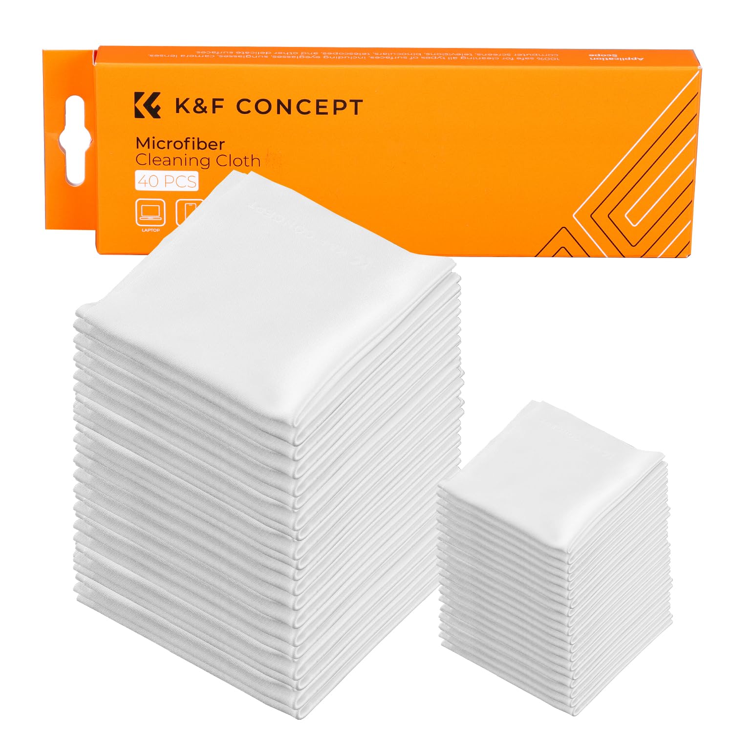 K&F Microfiber Lens Cleaning Cloths 40-Pack - for Cameras, Glasses & Screens at Home/Office