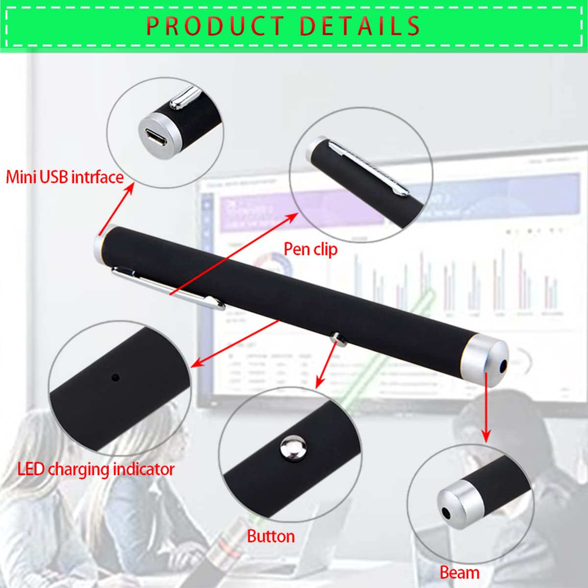 Wireless Whiteboard Presenter with USB - Remote Control Pointer for Teachers, Presenters & Sales Professionals | Perfect for Classroom Lectures, Business Meetings & Product Demonstrations