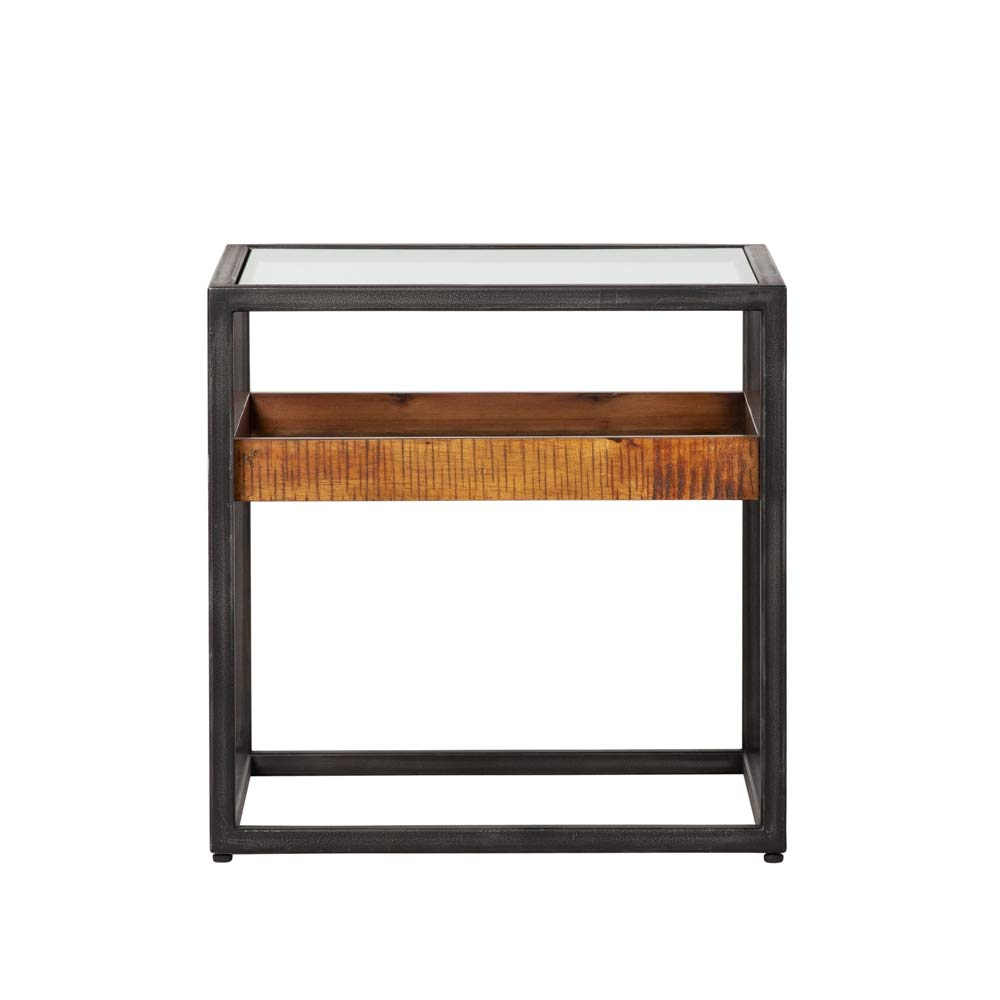 Hudson Shadow Box End Table - Modern Wooden Nightstand with Storage Shelf for Bedroom, Living Room - Perfect for Storing Books, Lamps & Decor