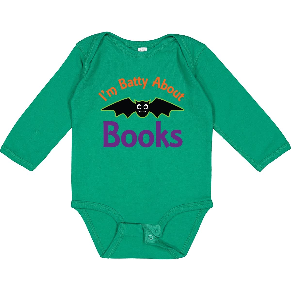 Inktastic Batty About Books Long Sleeve Baby Bodysuit - Cute Book Lover Outfit for Infants & Toddlers - Perfect for Library Visits, Storytime & Book-Themed Parties