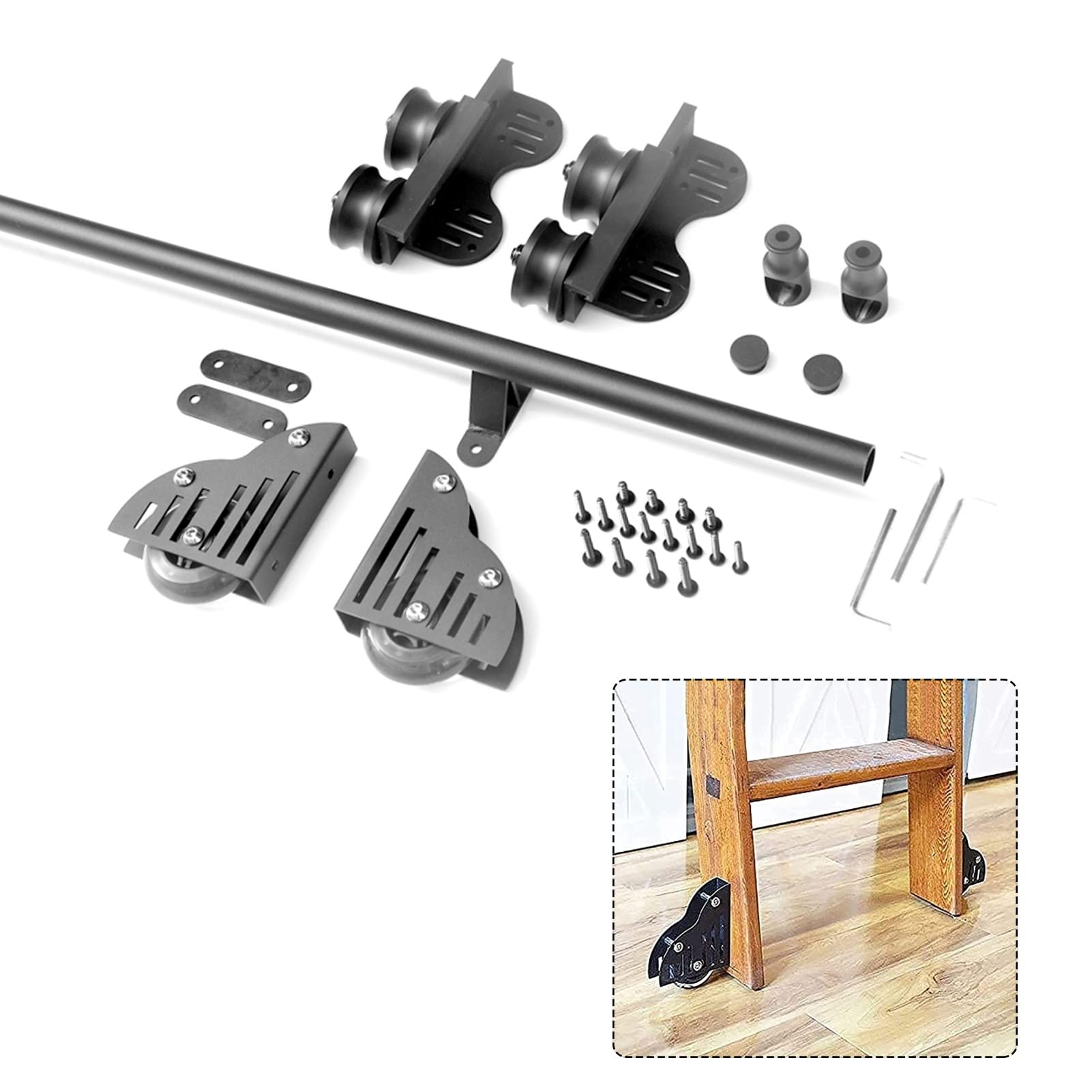 3.3ft to 20ft Sliding Barn Door Hardware Kit - Round Tube Retractable Track System with Complete Rail Set (No Ladder Needed) | Perfect for Home Libraries, Closets, and Rustic Interior Spaces