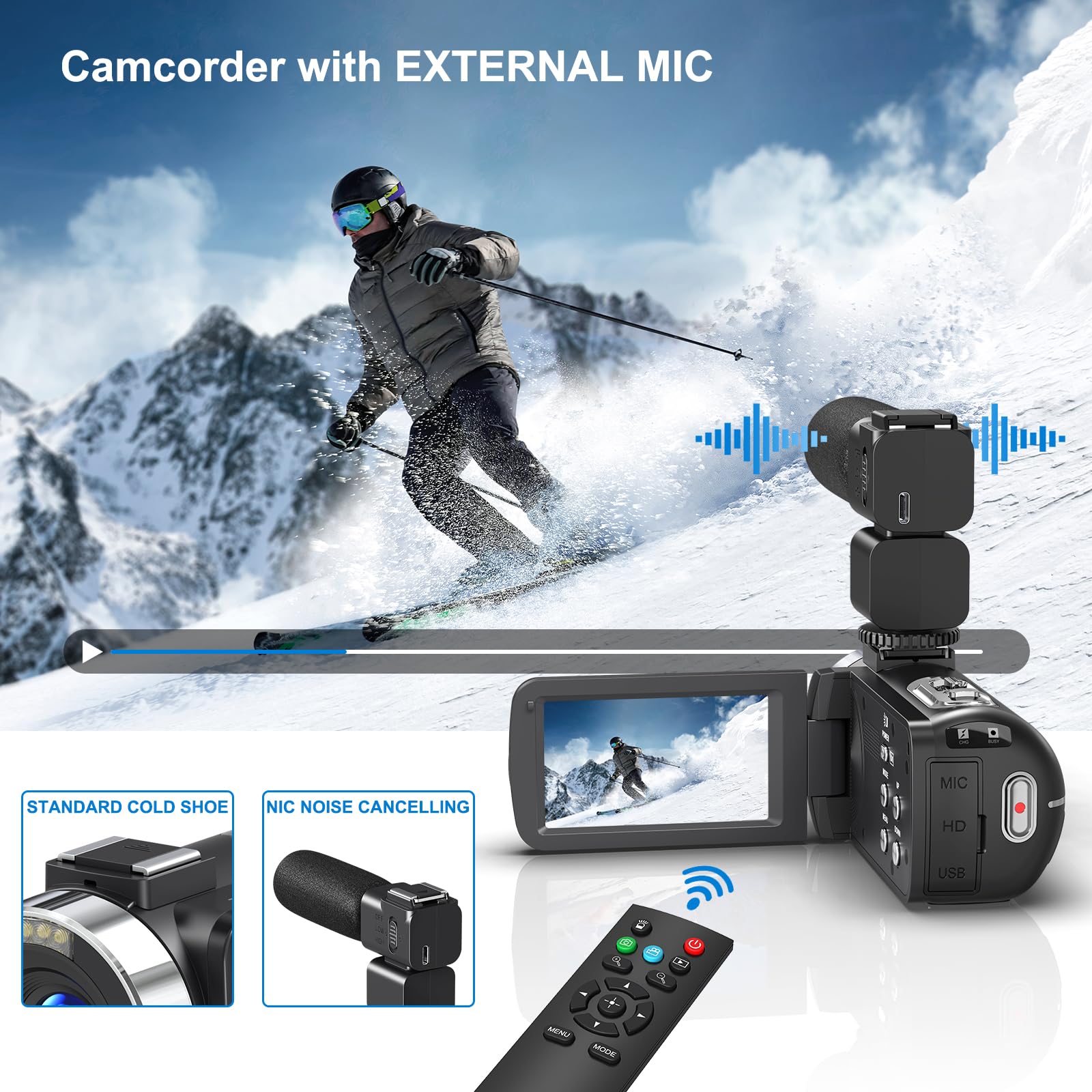 8K 64MP Digital Camcorder with 18X Zoom & 3.0