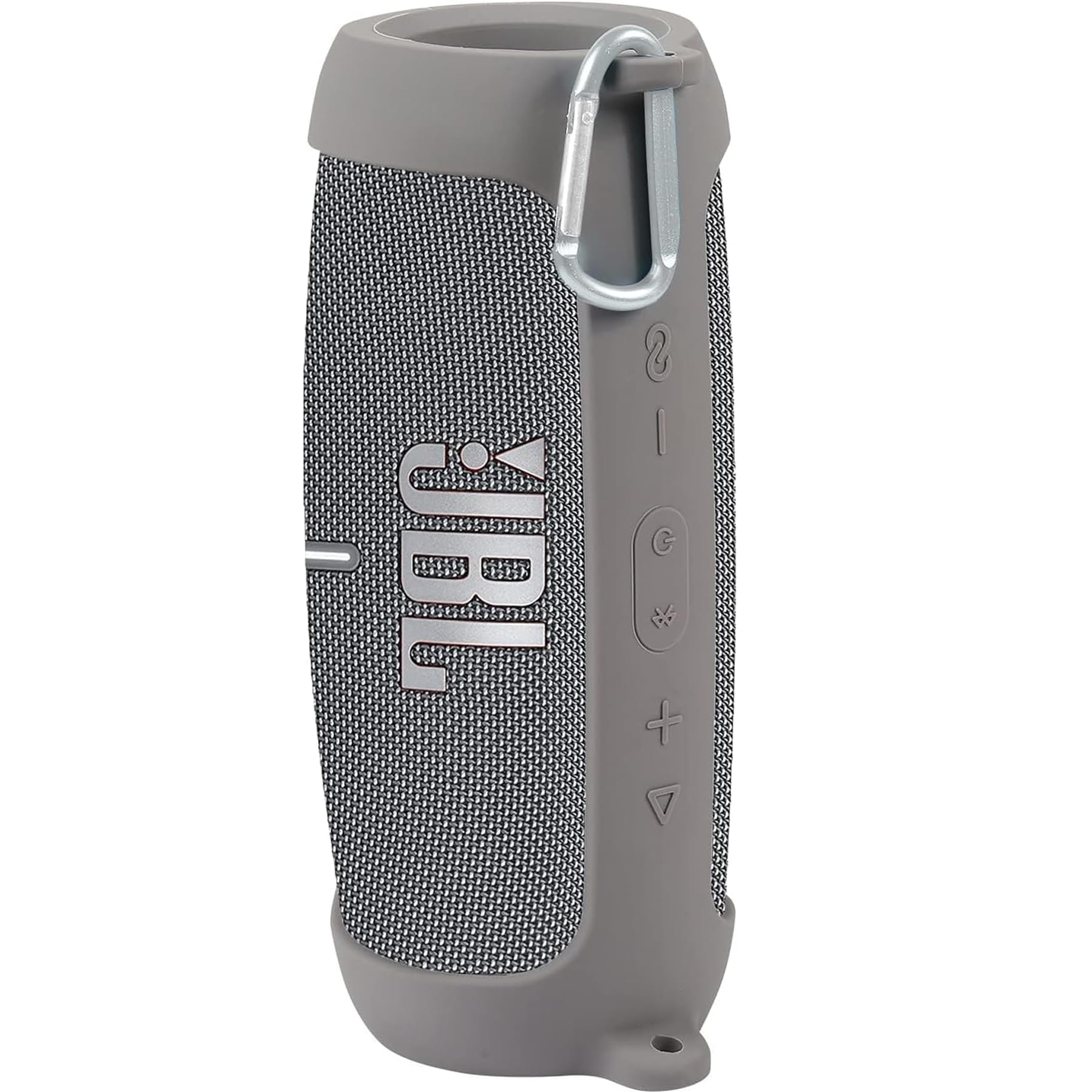 JBL Charge 5 Waterproof Bluetooth Speaker Silicone Cover Case - Shockproof Protective Skin with Carabiner Clip, Portable Travel Case for Outdoor Adventures, Beach, Pool & Camping (Grey)