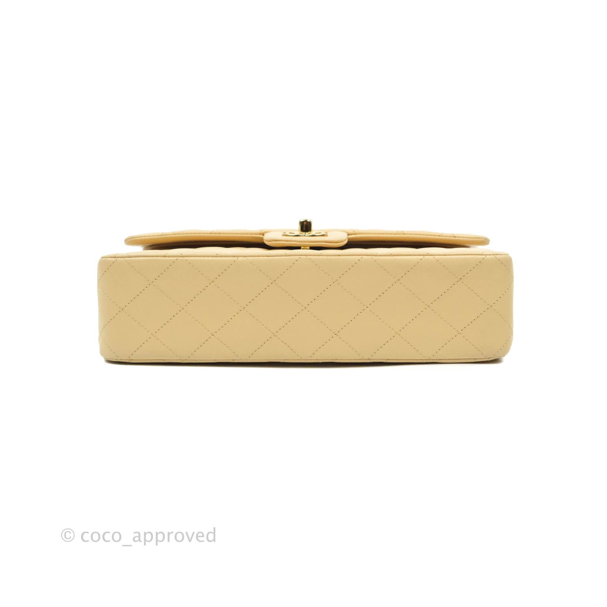 Chanel Classic Medium Double Flap Bag in Beige Lambskin Leather with Gold Hardware - Luxury Designer Handbag for Women, Perfect for Work, Date Night & Special Occasions