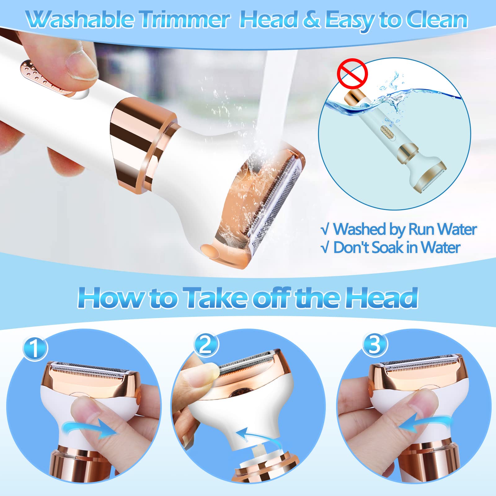 Best Women's Electric Razor & Bikini Trimmer - 4-in-1 Lady Shaver for Face, Underarms, Legs & Pubic Hair | Smooth Shaving for Daily Grooming & Travel
