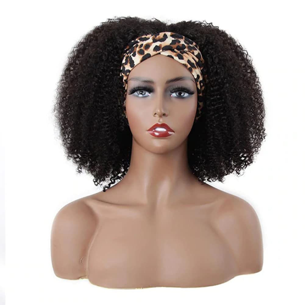 **ISEE 180% Density Afro Kinky Curly Headband Wig - 10A Glueless Human Hair Wigs for Black Women (18 Inch) - Natural Curls for Daily Wear, Parties & Special Events**