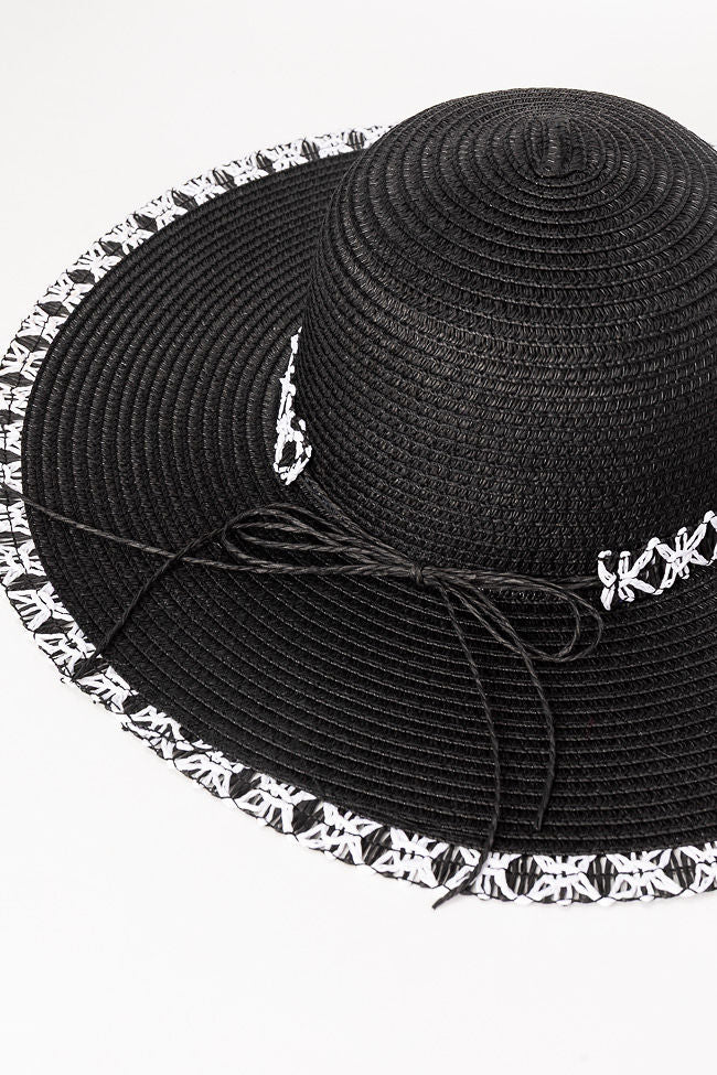 Stylish Black Stitch Brim Straw Hat for Women - Summer Beach Sun Hat with Wide Brim - Perfect for Outdoor, Vacation, and Fashion Accessories