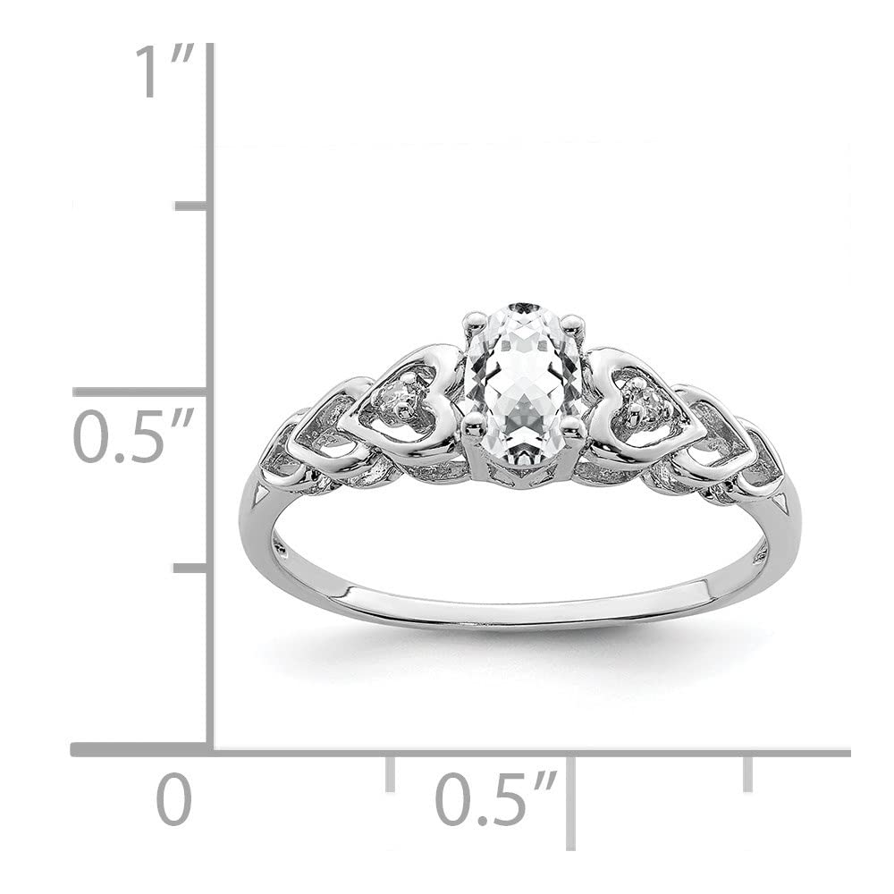 925 Sterling Silver White Topaz & Diamond Solitaire Ring for Women - Size 6 | Elegant Promise, Engagement & Wedding Band | Perfect Gift for Anniversary, Valentine's Day & Special Occasions