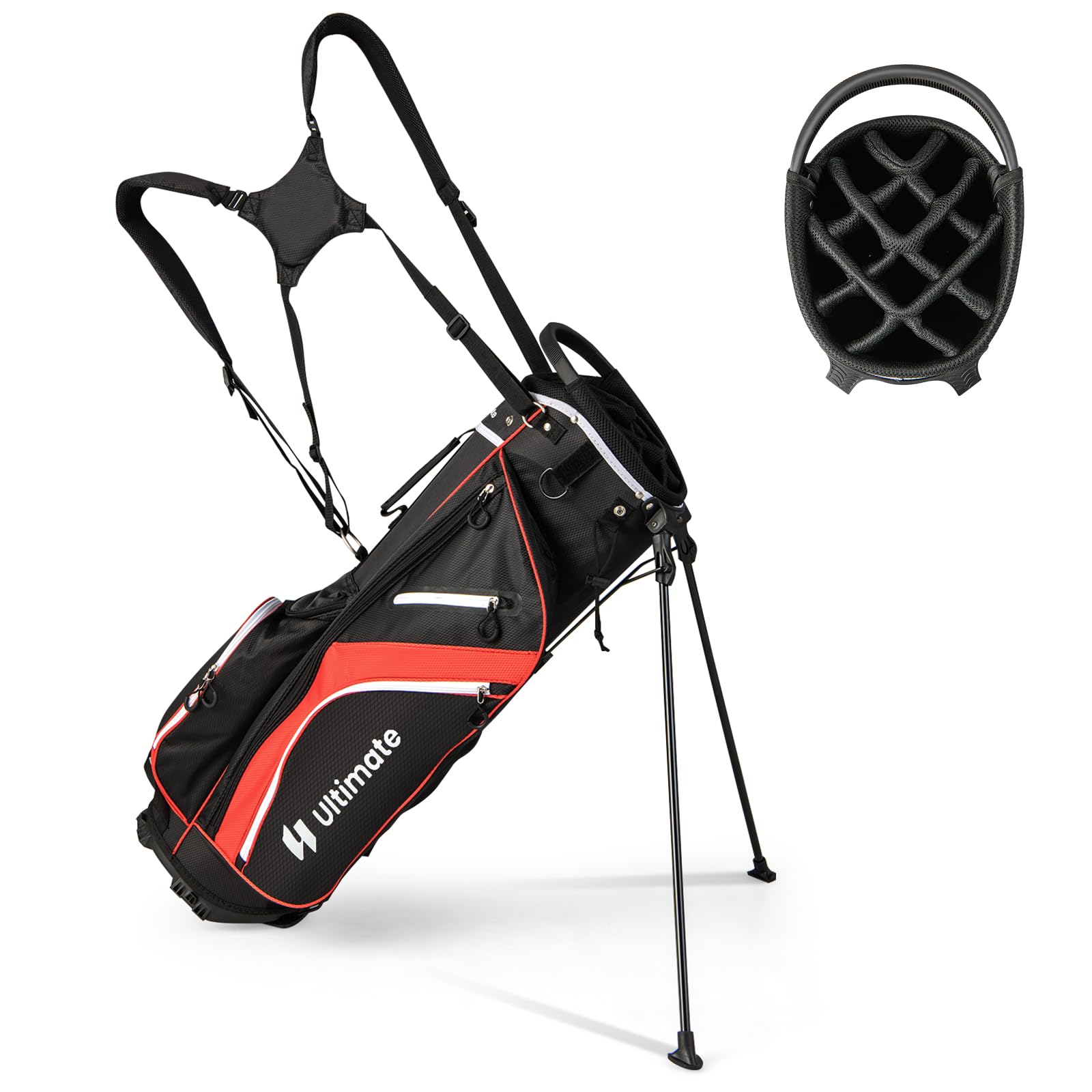 **Goplus 14-Way Top Dividers Golf Stand Bag – Lightweight Golf Clubs Bag with Cooler Pocket, 6 Zippered Pockets, Dual Shoulder Straps & Rain Hood – Portable Golf Bag for Men & Women – Perfect for Tournaments, Driving Range & Travel**