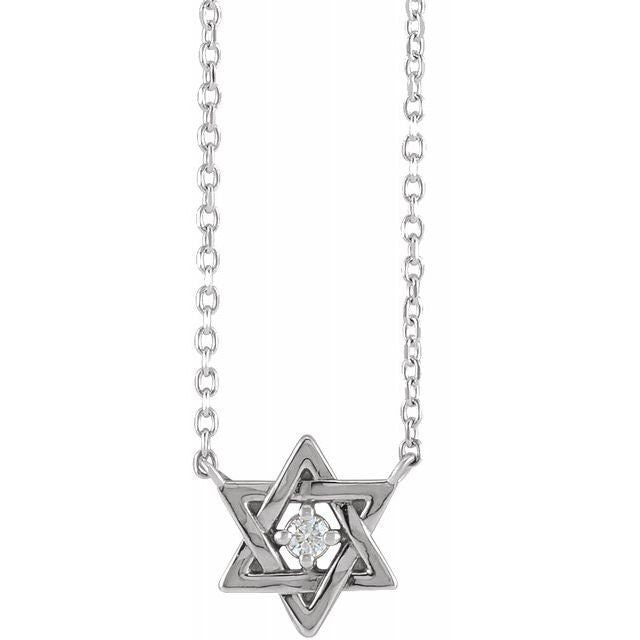 14K Solid Gold Star of David Necklace - 0.03 CT Diamond Pendant, Sterling Silver & Platinum Options - Perfect for Hanukkah Gifts, Jewish Holidays & Everyday Elegance