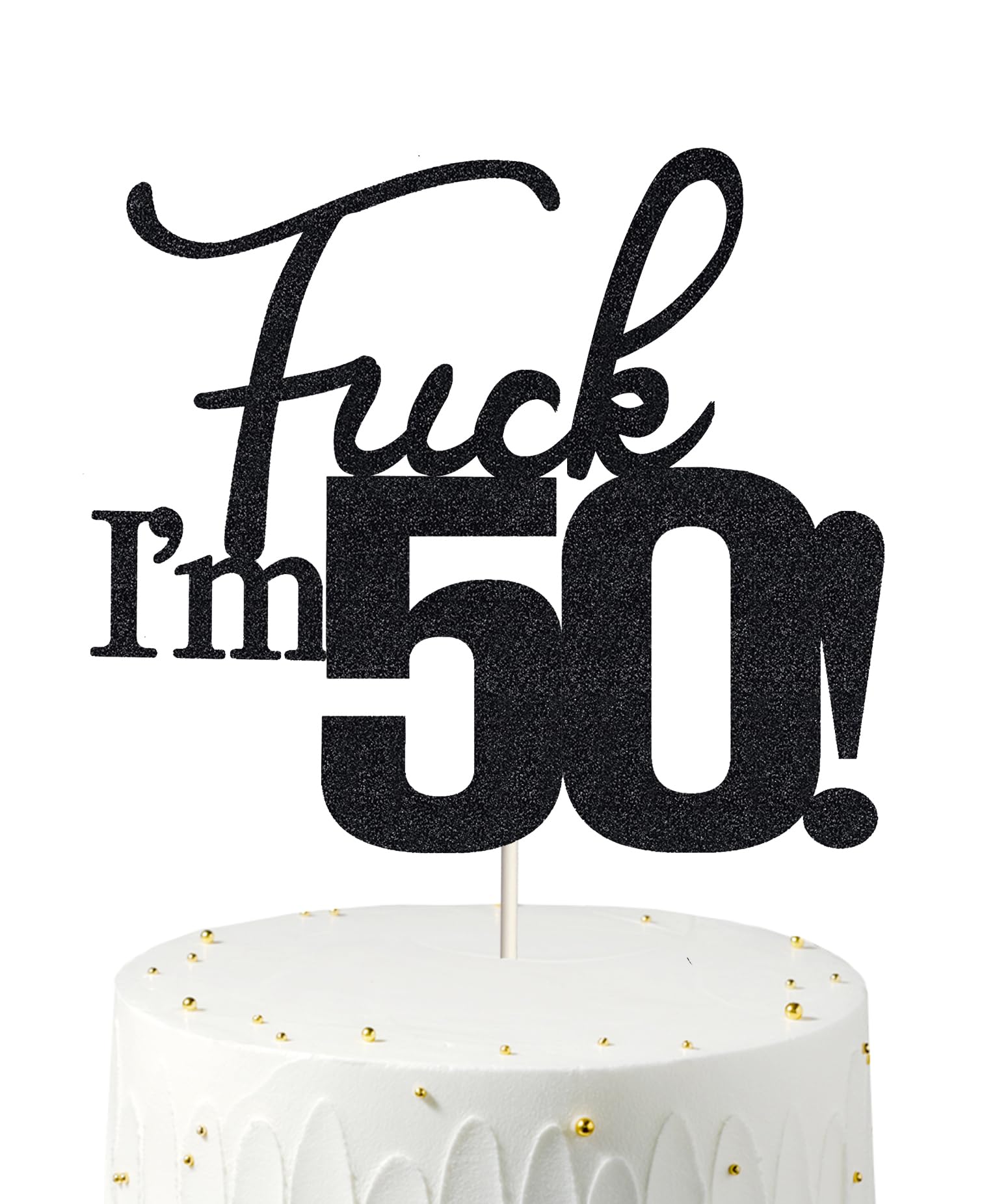 Veegood 50th Birthday Cake Topper for Women - Elegant Black Cake Decorations - 50 Cake Topper for Birthday Party Decorations - Perfect for Milestone Celebrations, Anniversary Parties & Special Occasions