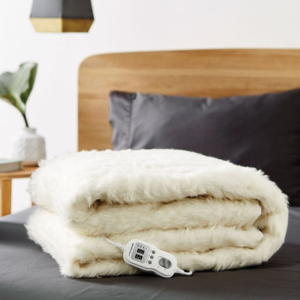 Premium Electric Heated Blanket with Multizone Warming - Ultra Soft Linen & Wool Blend for Winter - Perfect for Bed, Sofa, and Office Use
