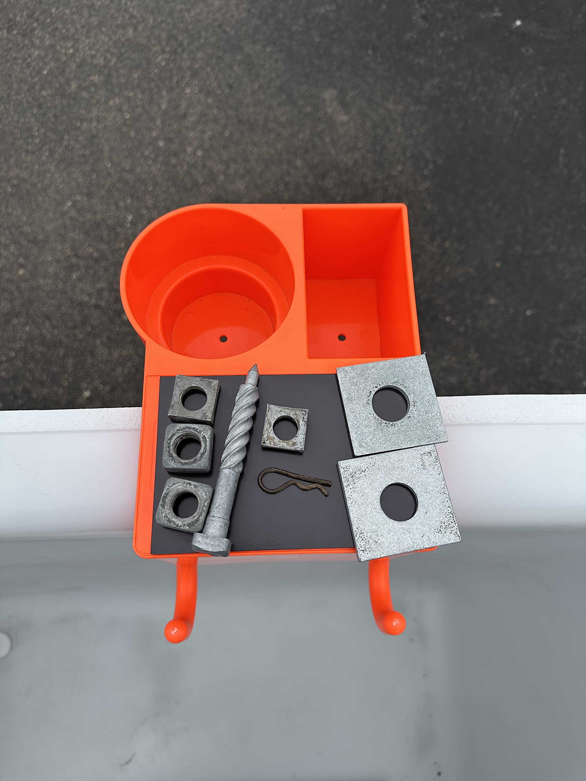 4-in-1 Magnetic Bucket Truck Tool Organizer with Hooks, Cup Holder & Storage | Heavy Duty Utility Organizer for Electricians, Contractors & Construction Workers | Perfect for Ladders, Buckets & Work Trucks