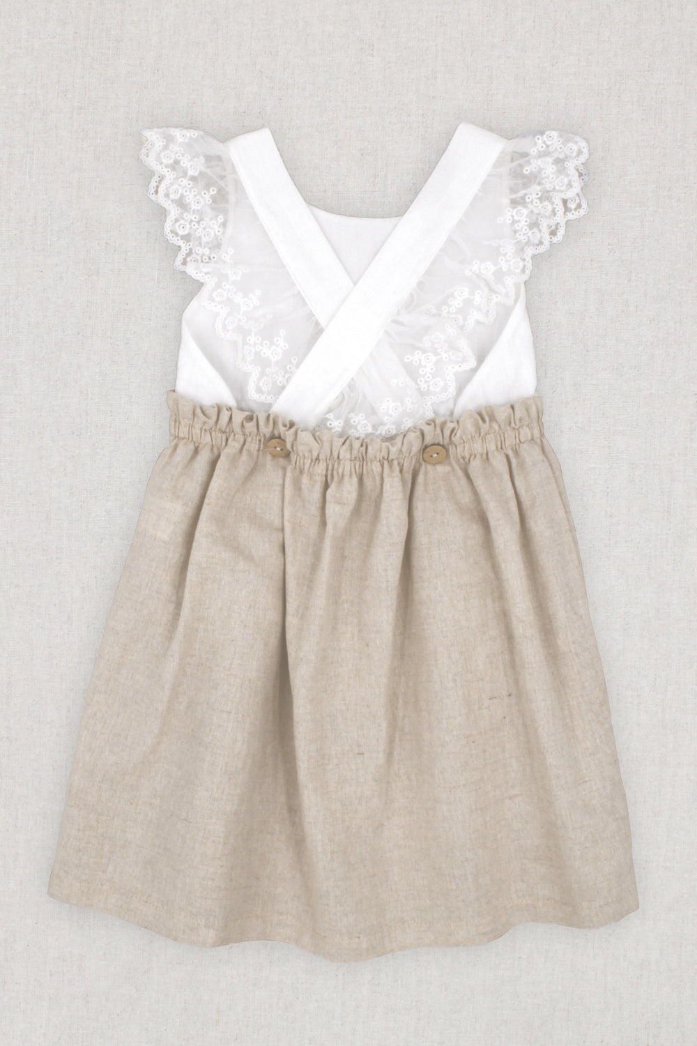 Thea Beige Linen Lace Dress - Elegant Summer Maxi Dress for Women, Beach Wedding Guest Outfit, Boho Chic Lace Trim Dress for Vacation & Special Occasions