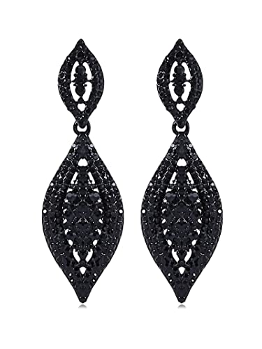 A2：black rhinestone bridal earrings