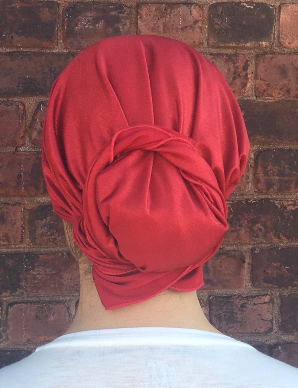 Red Sparkly Pre-Tied Head Scarf - Elegant Tichel Hijab Head Wrap for Women | Conceal Hair with Unique Tie Back Hat | Perfect for Special Occasions & Everyday Wear
