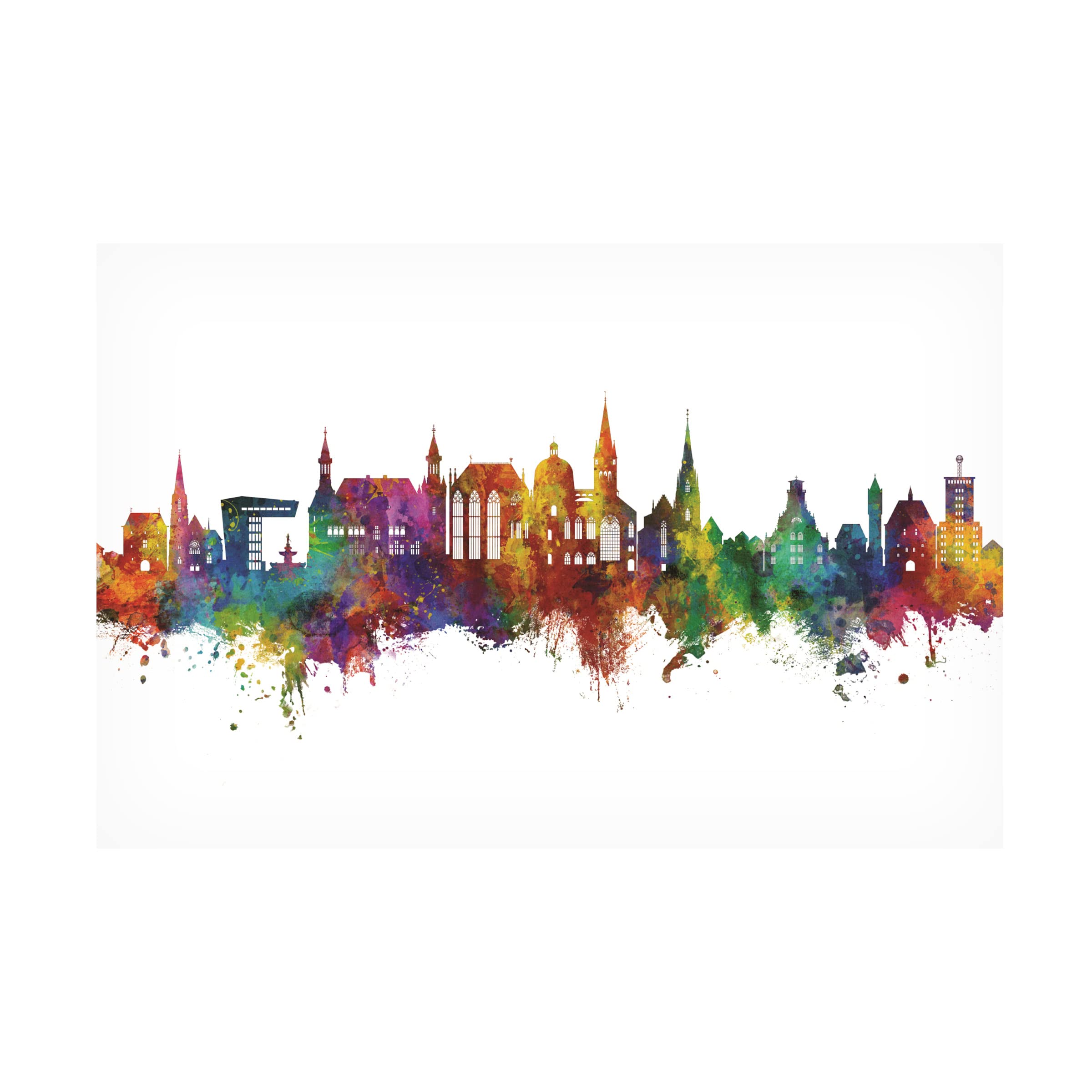 Michael Tompsett 'Aachen Germany Skyline' Canvas Wall Art Print - Premium Home & Office Decor for Living Room, Bedroom or Gift