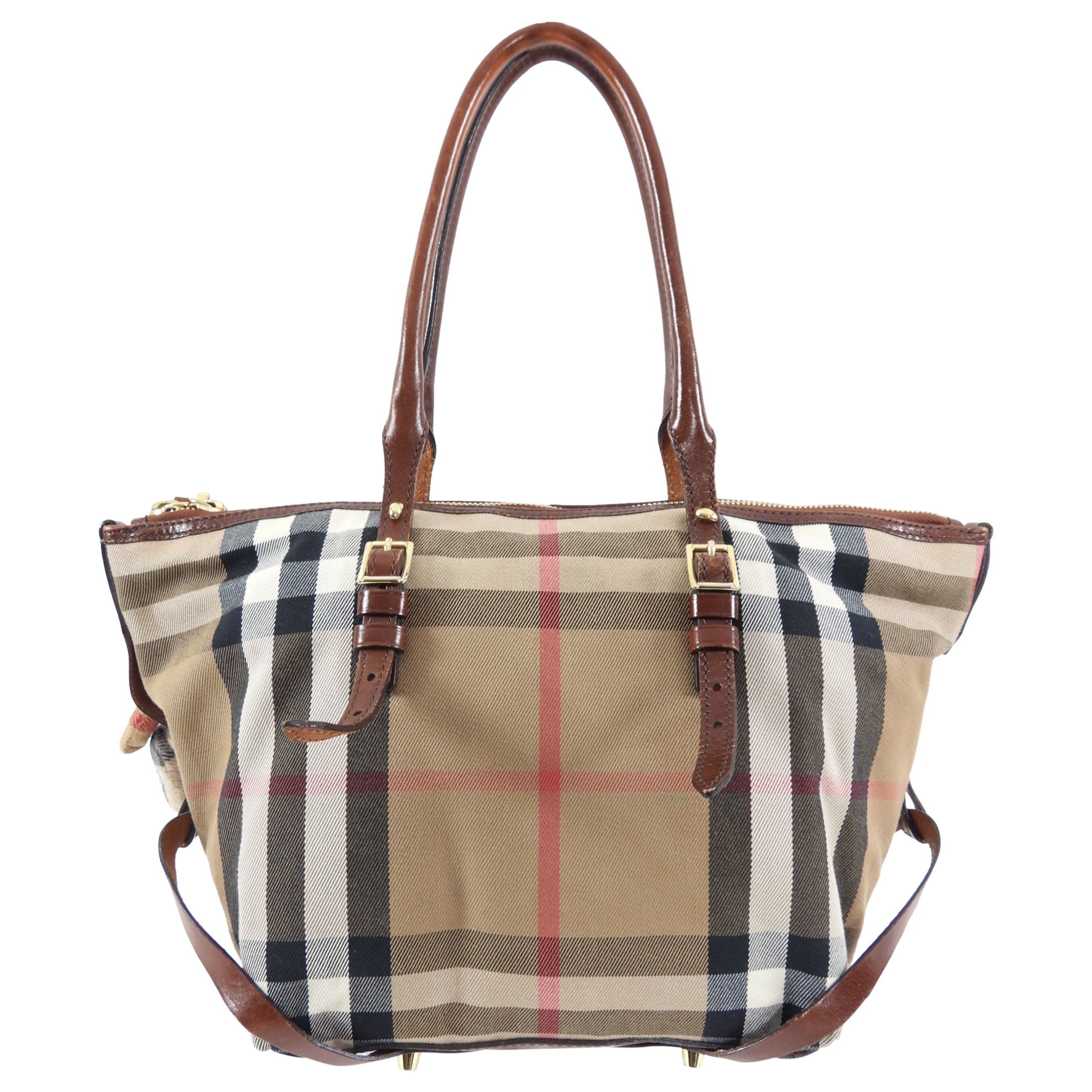 Burberry Check Fabric Tote Bag with Teddy Bear Charm - Stylish Designer Handbag for Women, Perfect for Work, Travel & Everyday Use