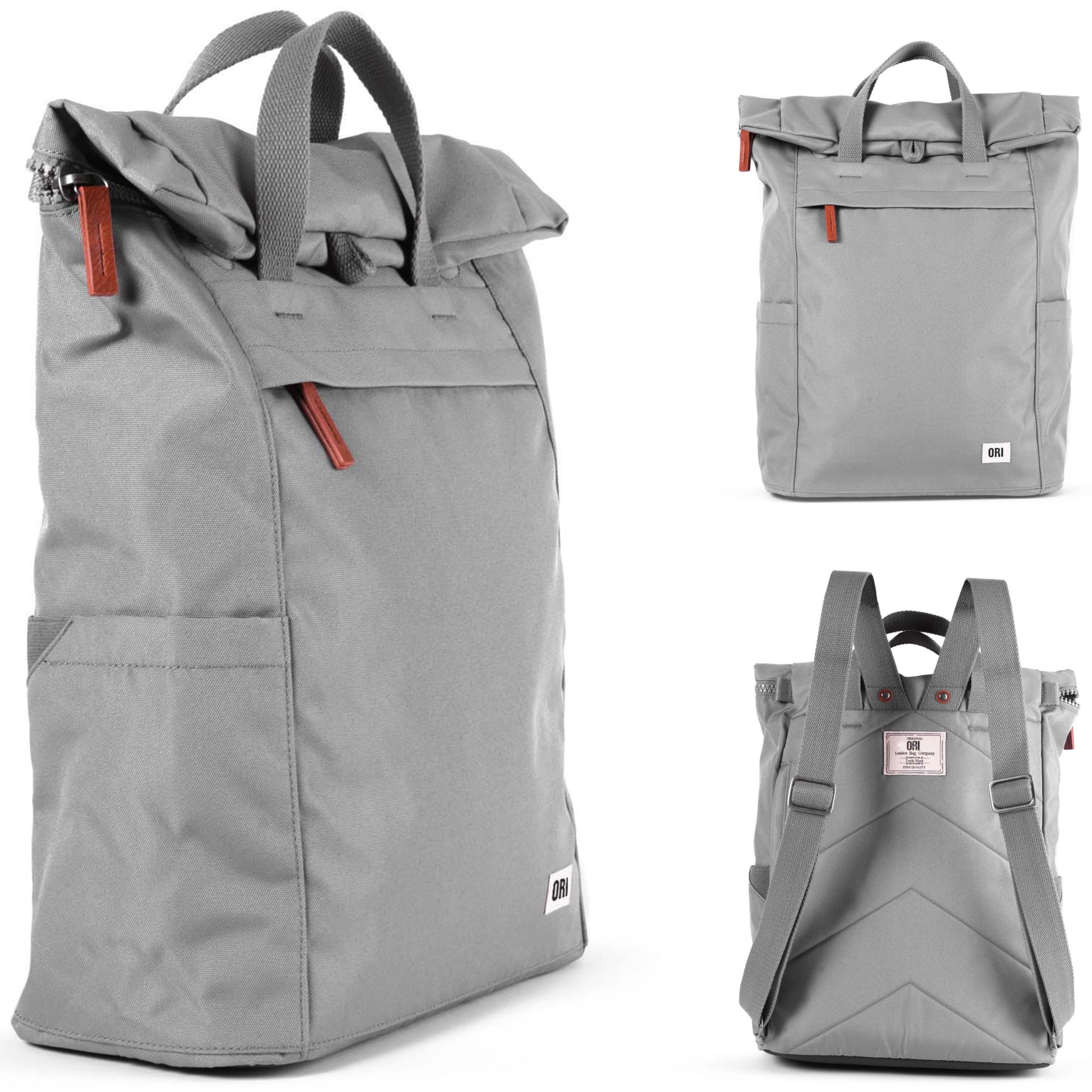 ORI LONDON Rolltop Backpack - Large Waterproof Travel Backpack for Men & Women with Multiple Pockets - The Finchley, Stormy - Perfect for Hiking, Commuting & College Campus Use
