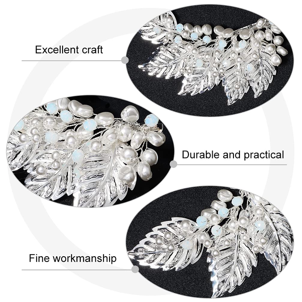 Beaupretty Elegant Metal Leaf Hair Clips with Pearl & Crystal Accents - Vintage Duckbill Hair Barrettes for Women, Brides & Girls - Perfect for Weddings, Prom, Parties & Everyday Hairstyles