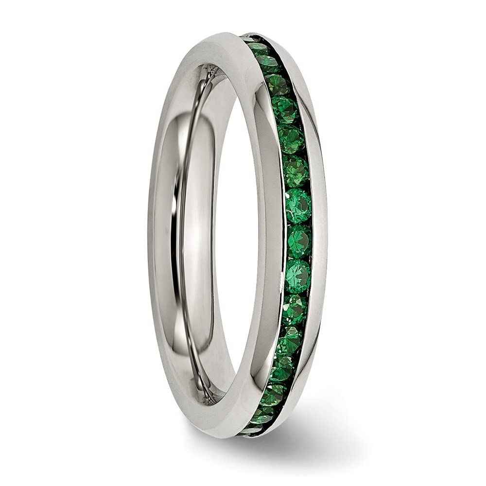 Stunning 4mm Round Cut Green Cubic Zirconia Ring in Stainless Steel | Diamond2Deal | Perfect for Engagement, Wedding, Anniversary & Everyday Elegance