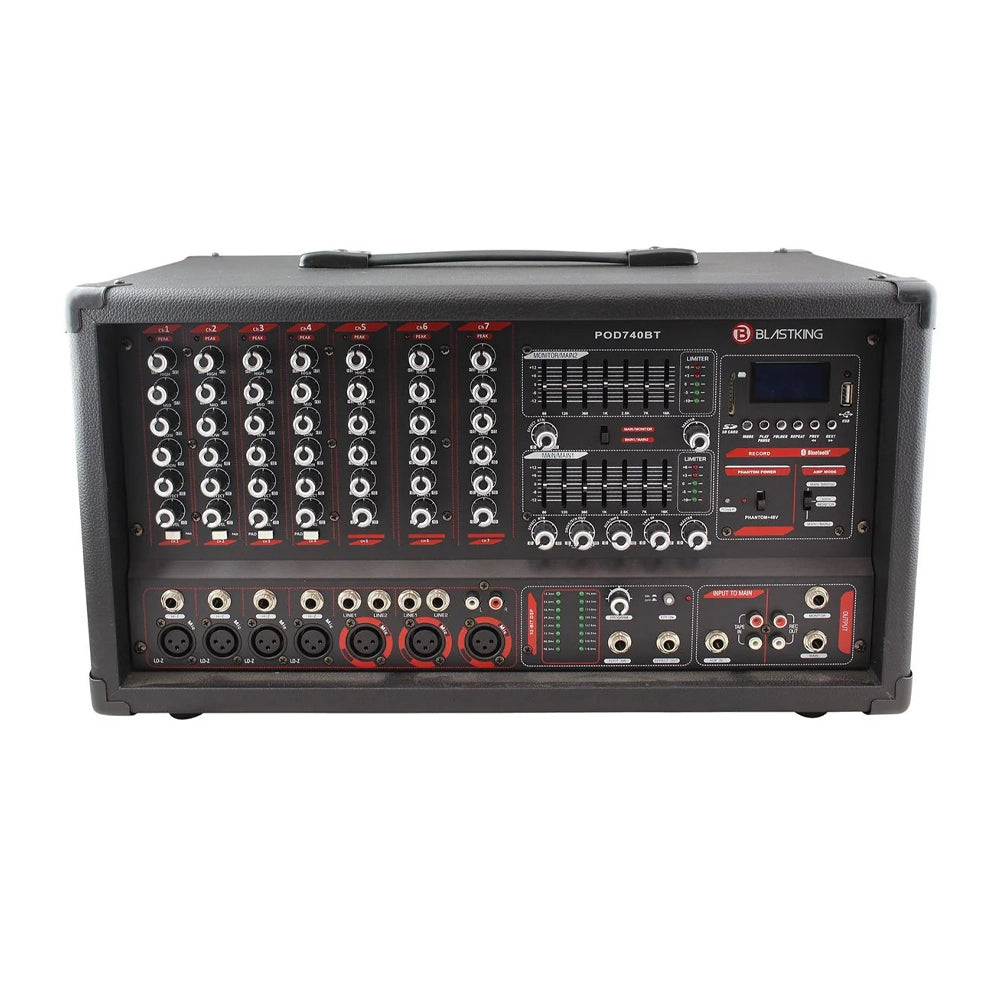 Blastking POD740BT 7-Channel Bluetooth Mixer with MP3 Player, EQ & 700W Power - Perfect for Live Bands, DJ Gigs & Home Studio Recording