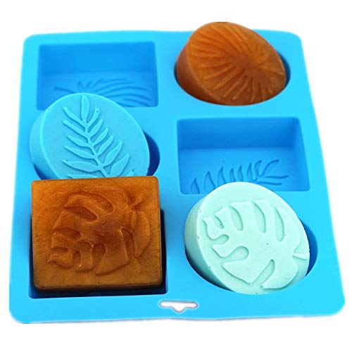 Premium 6-Cavity Silicone Soap Molds - Monstera & Palm Leaf Design for DIY Handmade Soap Making, Candle, Resin Crafts - Perfect for Home Spa, Wedding Favors & Gift Making (by YSCEN)