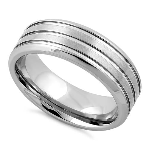 Premium Stainless Steel 4-Layer Triple Groove Satin Finish Band Ring for Men & Women - Wedding, Engagement, Anniversary Gift Jewelry