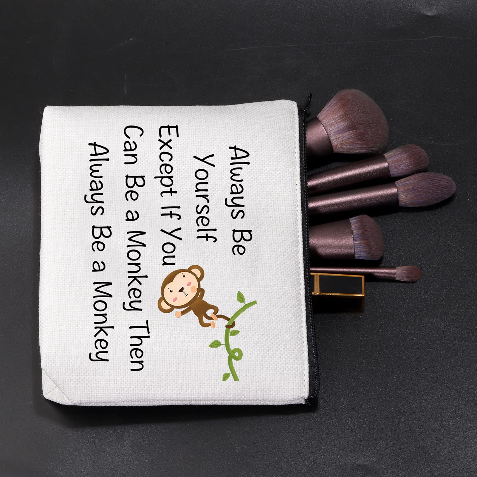 JNIAP Monkey Lover Gift - Be Yourself Except If Be A Monkey Makeup Bag, Travel Toiletry Cosmetic Zipper Pouch for Women - Perfect for Travel, Gym & Daily Essentials Organization (Monkey Print)