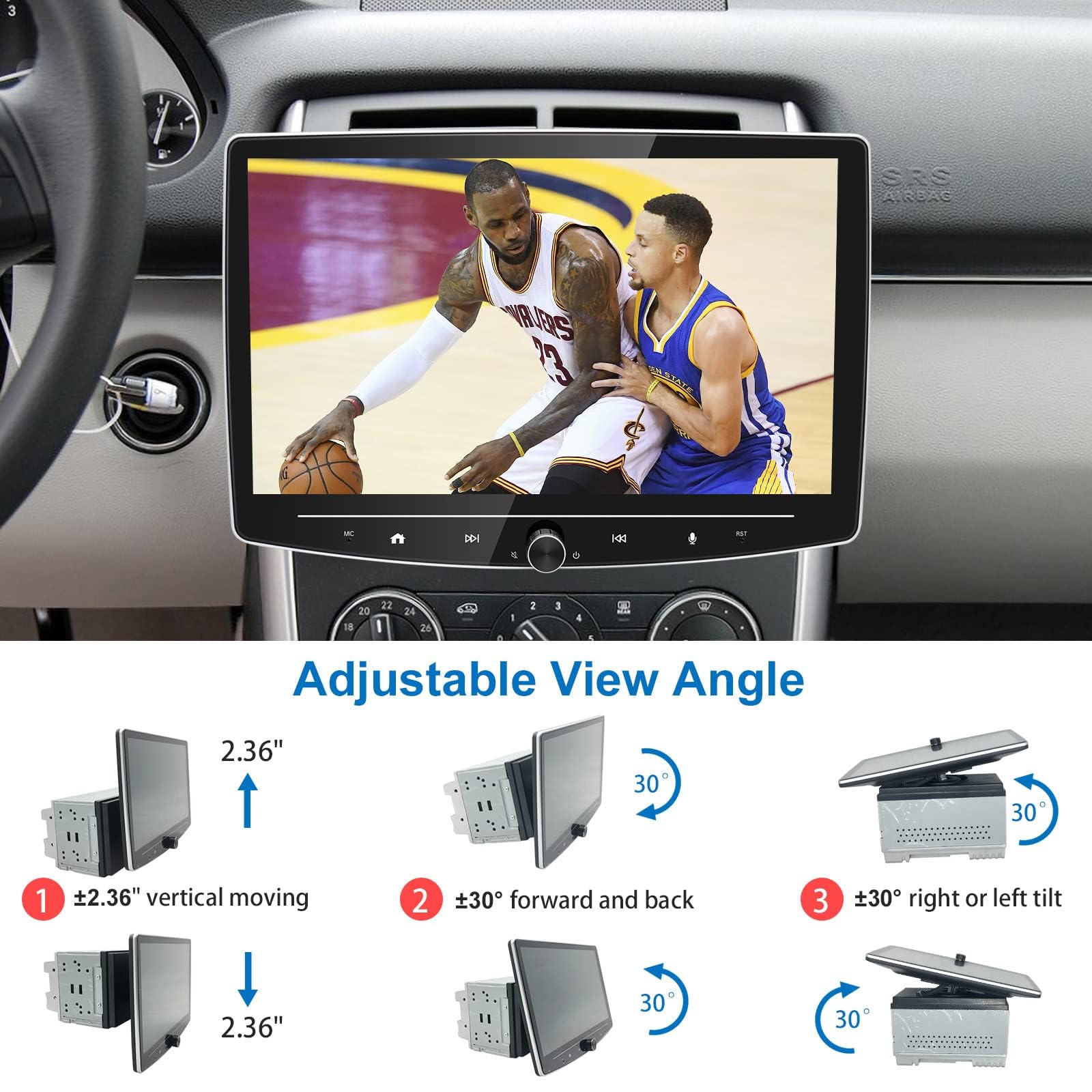 10 Inch Double Din Car Stereo with Wireless CarPlay & Android Auto - Detachable Android Car Radio, GPS Navigation, Bluetooth, Backup Camera, WiFi, 2GB+32GB - Perfect for Road Trips & Daily Commuting