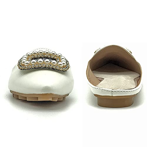 Sparkly Rhinestone Mules for Women - Pointed Toe Slip-On Dress Shoes | Comfortable Backless Loafers & Elegant Slides for Parties, Weddings & Office Wear