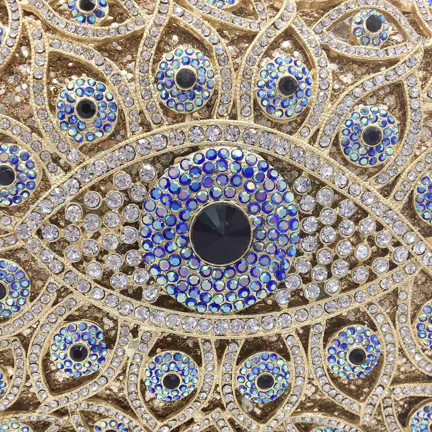 FGG Evil Eye Crystal Clutch Bag for Women - Rhinestone Evening Purse for Wedding, Party & Prom - Mini Handbag for Special Occasions & Night Out