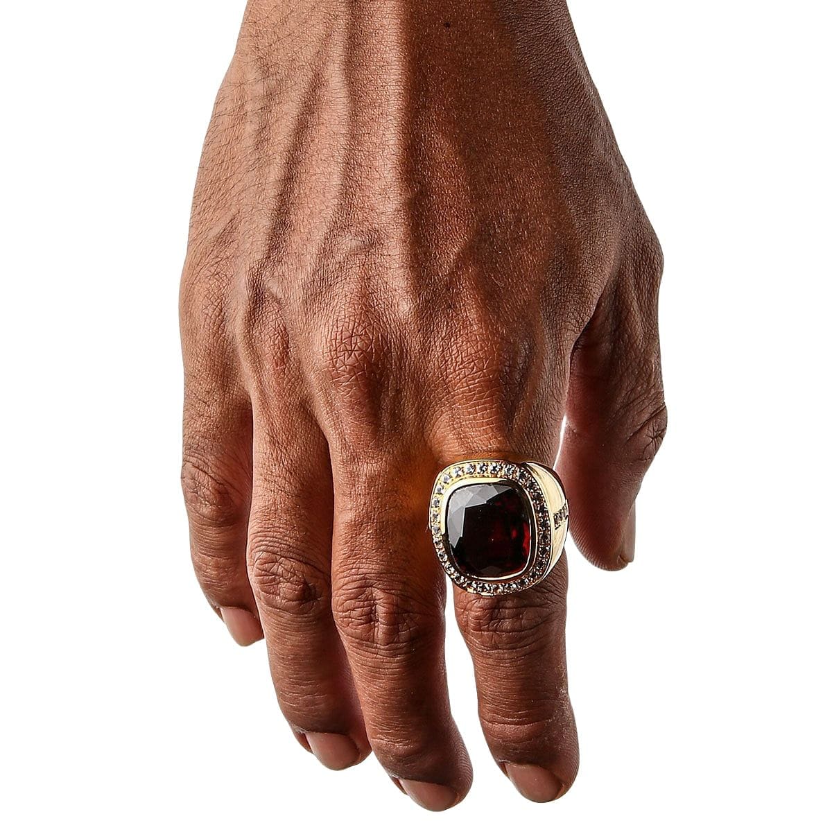 Stunning Yellow Gold Men's Garnet Ring - Elegant & Durable Jewelry for Gifts, Weddings & Special Occasions