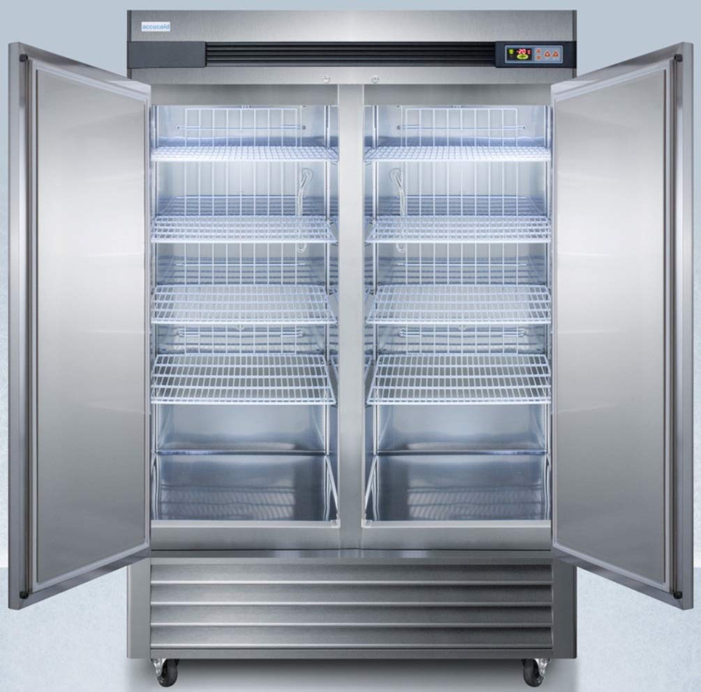 AccuCold AFS49ML 46 Cu.Ft. Frost-Free Upright Pharmacy Freezer - Stainless Steel French Door with Digital Temperature Control | Perfect for Laboratories, Medical Storage & Commercial Pharma Use