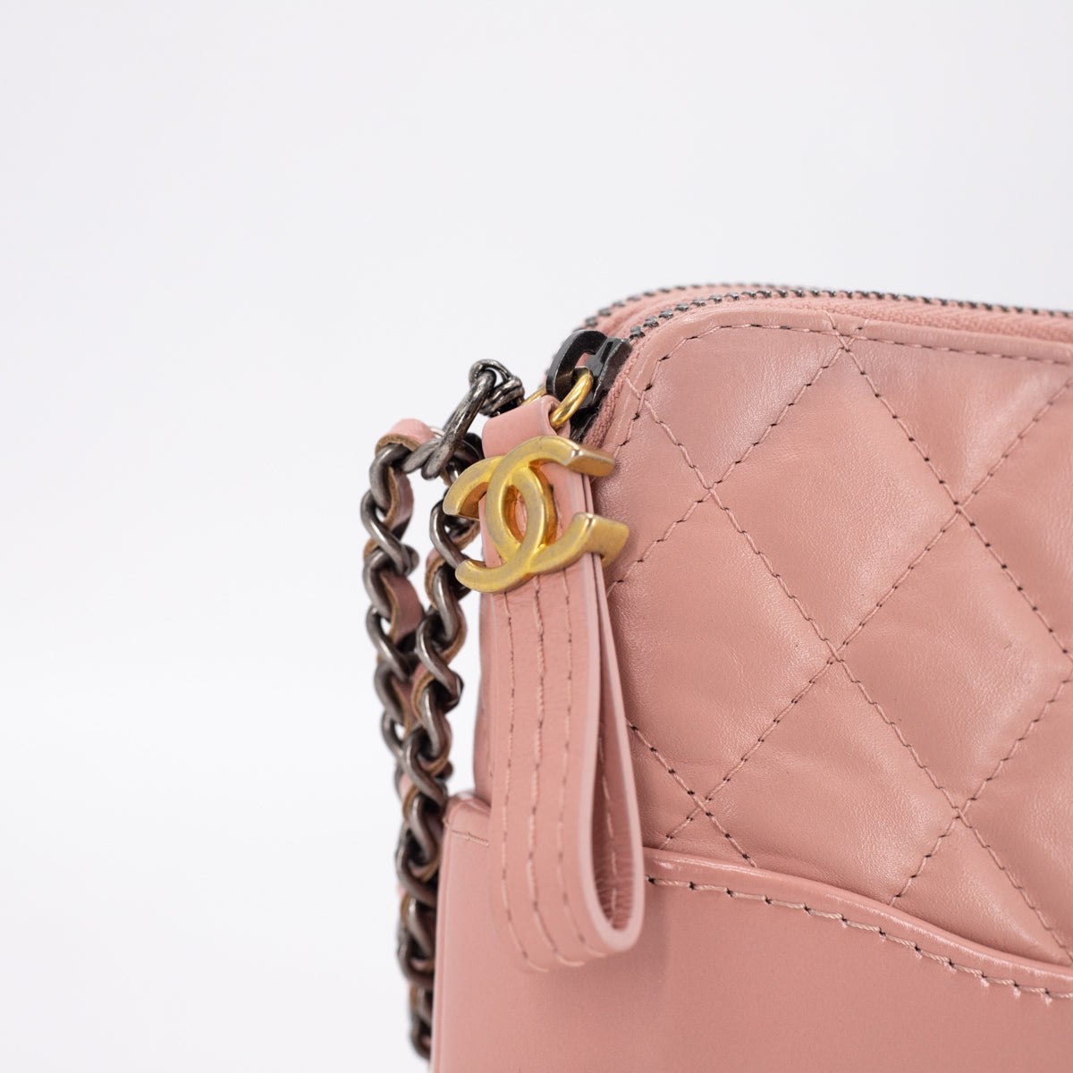 Chanel Quilted Calfskin Gabrielle Clutch On Chain Light Pink Crossbody Bag - Luxury Designer Handbag for Women, Perfect for Evening Parties & Date Nights
