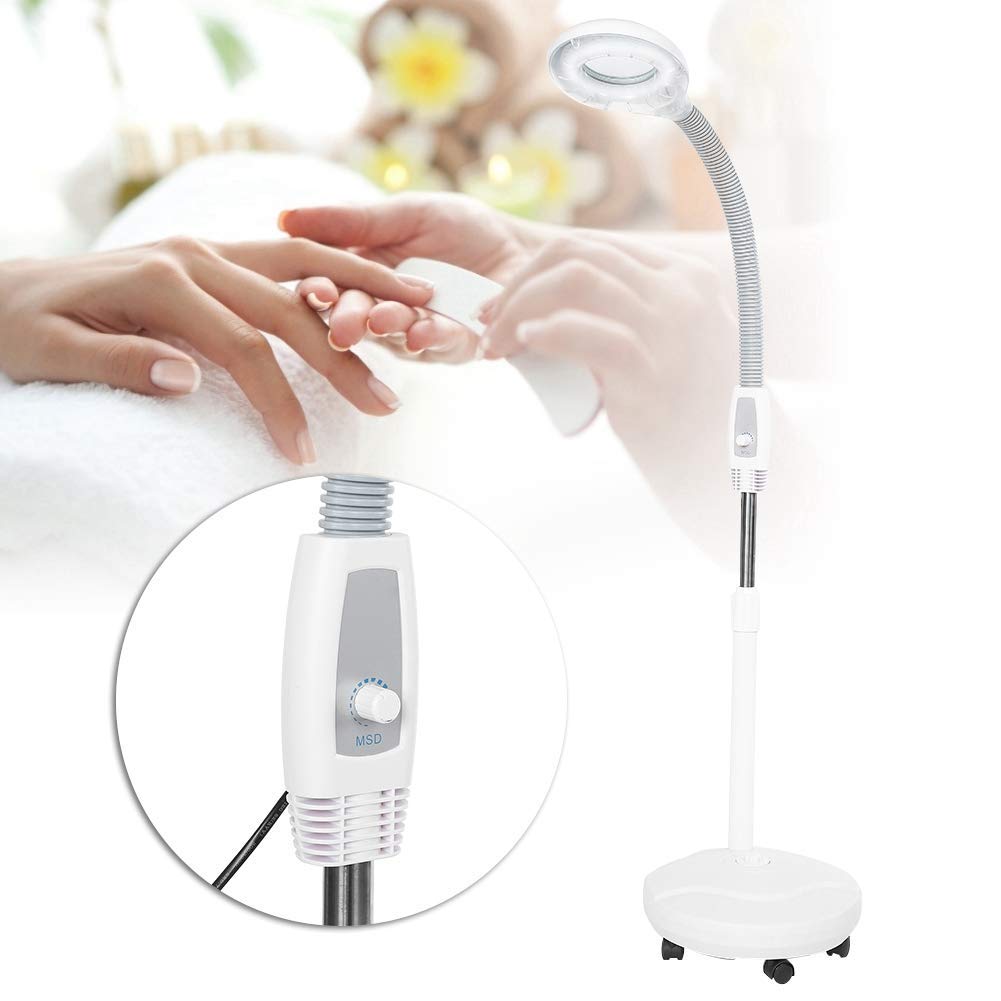 LED Magnifying Floor Lamp with 3X Lens - Adjustable Height Stand for Makeup, Crafts & Reading - Bright Illumination for Beauty Care & Detailed Work (US) - Perfect for Home Salon, Hobby Room & Office Workspace