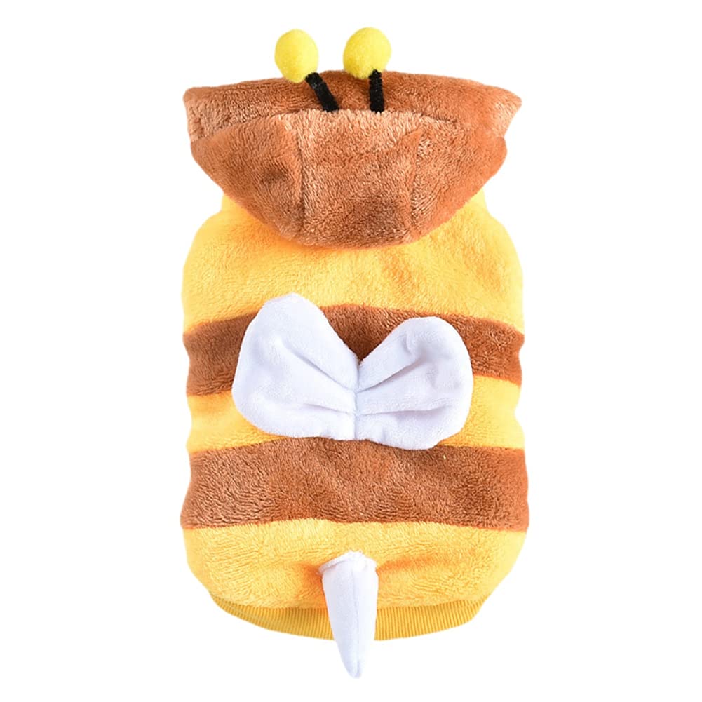 Gyuzh Bee Costume for Dogs & Cats - Warm Fleece Dog Sweater & Winter Coat - Halloween Pet Outfits for Small Dogs - Perfect for Halloween Parties & Cold Weather Walks
