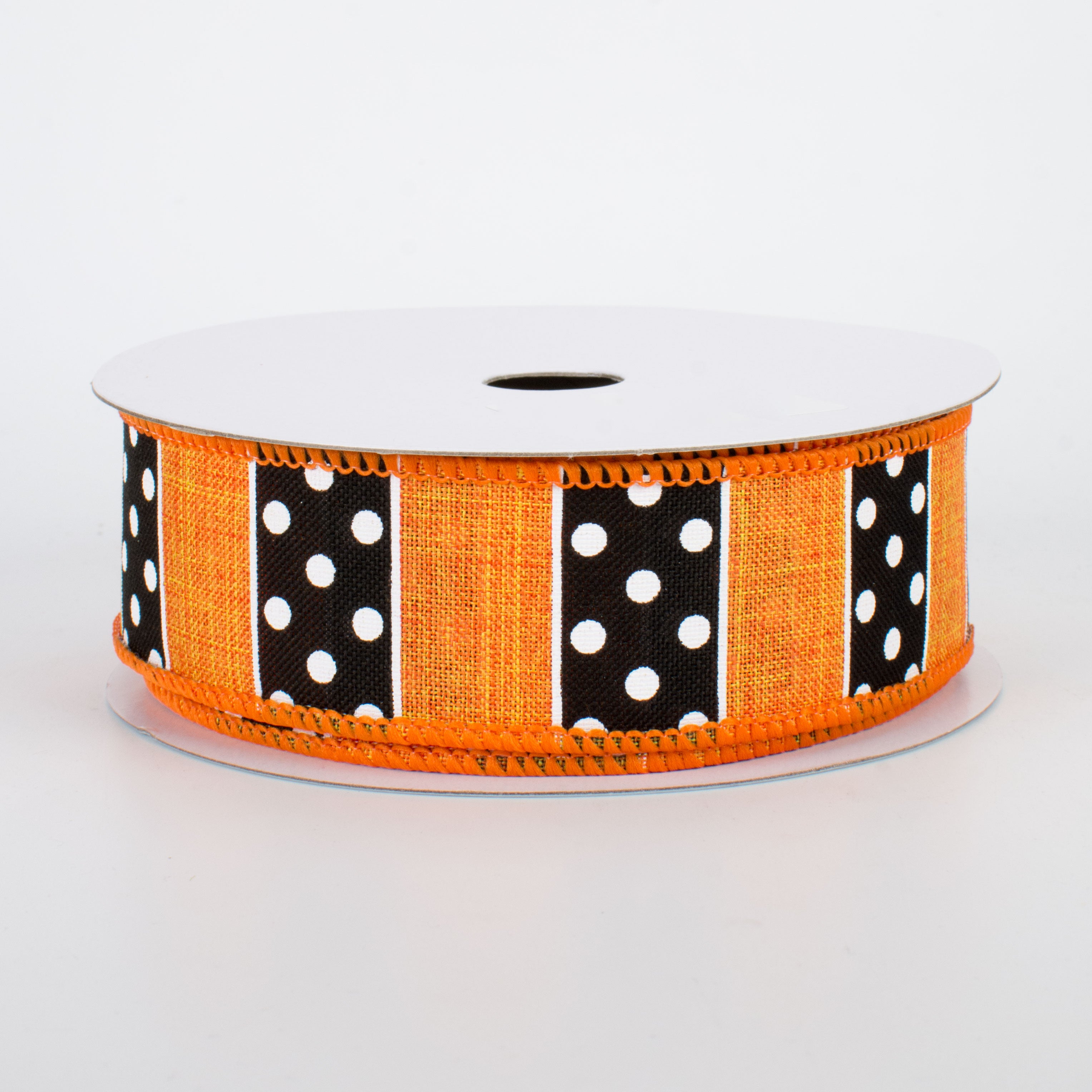 1.5 Inch Wide Orange Polka Dot Stripes Ribbon - 10 Yards Bulk Roll for Gift Wrapping, Party Decorations, DIY Crafts and Scrapbooking