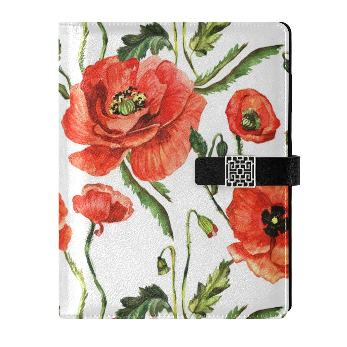 A5 Refillable Notebook Binder - Wildflower Poppy Design, 6-Ring Loose Leaf Journal for Diary, Schedule Planner & Travel Writing | Perfect for Students, Office Work & Travel Enthusiasts