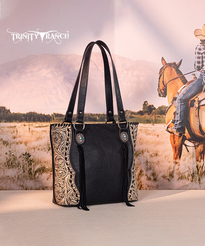 Trinity Ranch Floral Tooled Concealed Carry Tote Bag Set - Stylish Leather Purse with Hidden Gun Compartment for Women | Perfect for Everyday Carry, Travel & Outdoor Adventures